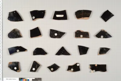 Terracotta fragments of kylikes (drinking cups)