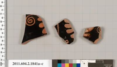 Terracotta fragments of skyphoi (deep drinking cups)