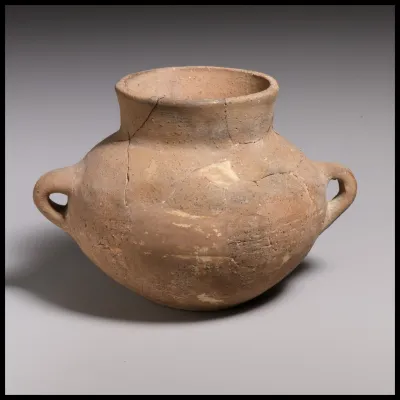 Terracotta collar-necked jar with two handles