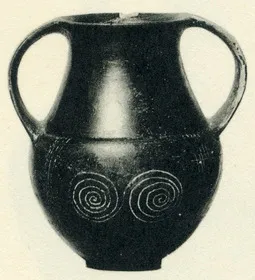 AMPHORA, NECK (ETRUSCAN, BUCCHERO)