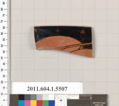 Terracotta rim fragment of a kylix (drinking cup)