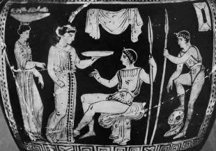 KRATER, COLUMN (SOUTH ITALIAN, APULIAN, RED-FIGURE)