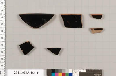 Terracotta fragments of kylikes (drinking cups)