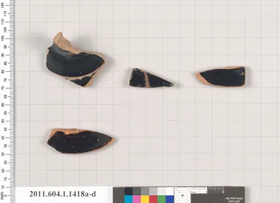 Terracotta fragments of kylikes (drinking cups)