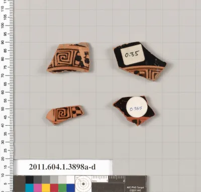 Terracotta fragments of kylikes (drinking cups)