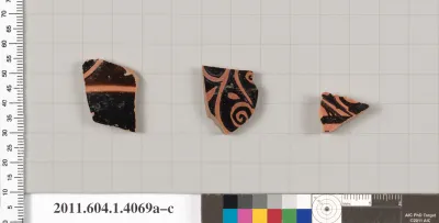 Terracotta fragments of kylikes (drinking cups)