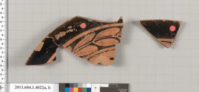 Terracotta rim fragments of a kylix (drinking cup)