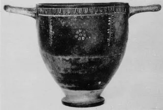 SKYPHOS (SOUTH ITALIAN, GNATHIAN, BLACK GLAZE)