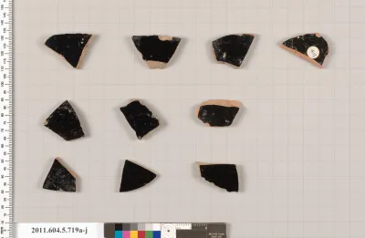 Terracotta fragments of kylikes (drinking cups)