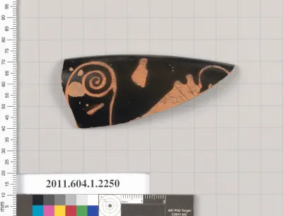 Terracotta rim fragment of a kylix (drinking cup)