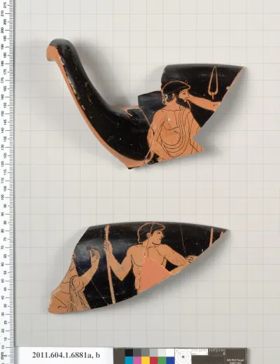 Terracotta rim fragments of a kylix (drinking cup)