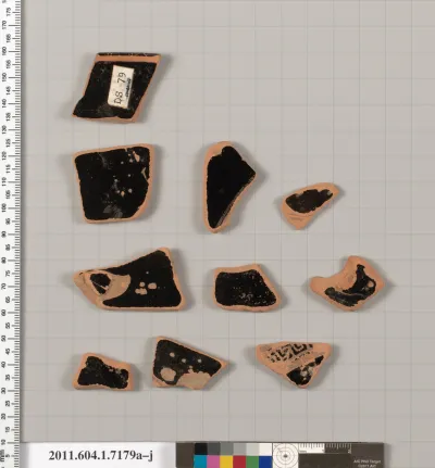 Terracotta fragments of a kylix (drinking cup)