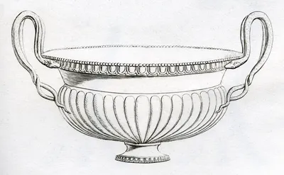 Abguss eines großen pompejanischen Beckens mit Schlangenhenkeln (modern)