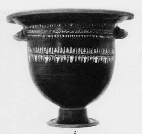 KRATER, BELL (SOUTH ITALIAN, GNATHIAN, BLACK GLAZE)