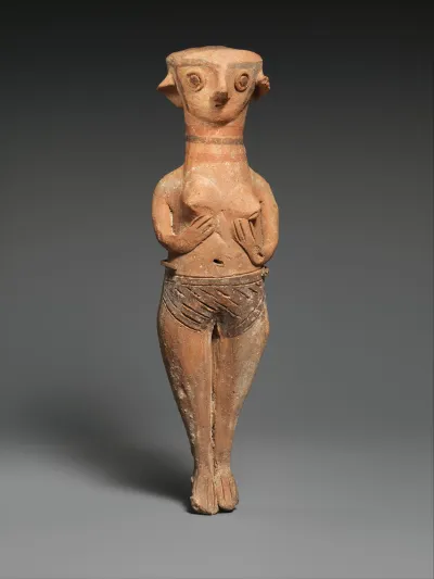 Terracotta statuette of a nude woman