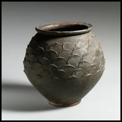 Terracotta jar with barbotine decoration