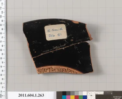 Terracotta rim fragment of a kylix (drinking cup)