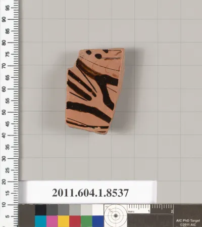 Terracotta fragment of a stemless kylix (drinking cup)