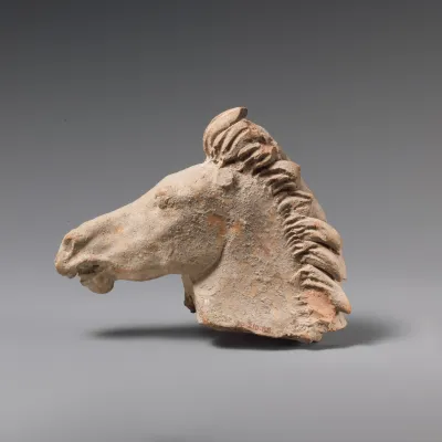 Terracotta horse's head
