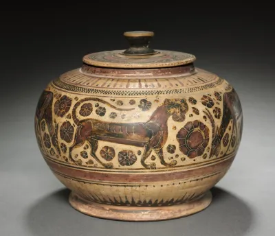 Black-Figure Pyxis (Cylindrical Lidded Box): Animals