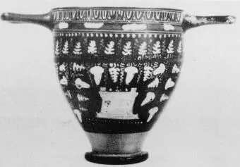 SKYPHOS (SOUTH ITALIAN, GNATHIAN, BLACK GLAZE)