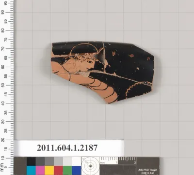 Terracotta rim fragment of a kylix (drinking cup)