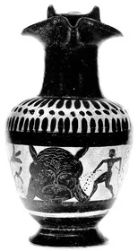OINOCHOE (ETRUSCAN, BLACK-FIGURE)
