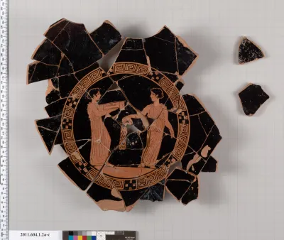 Terracotta fragments of a kylix (drinking cup)