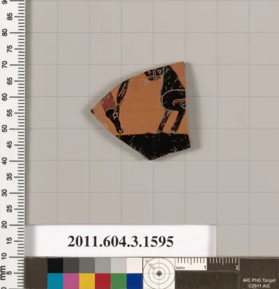 Terracotta fragment of a kylix: Band cup (drinking cup)