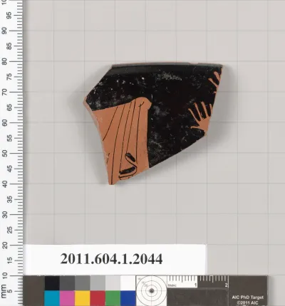 Terracotta rim fragment of a kylix (drinking cup)