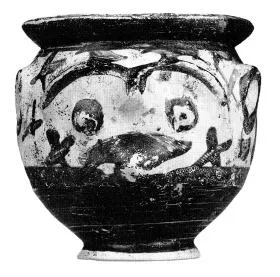 FIGURE VASE, MUG (ETRUSCO-CORINTHIAN, BLACK-FIGURE)
