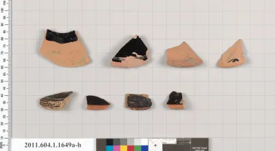 Terracotta fragments of kylikes (drinking cups)