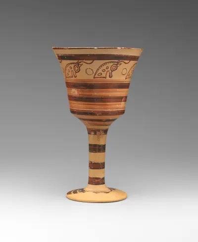 Terracotta chalice with bull's heads
