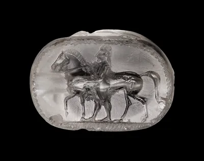 Engraved Scarab with Youth Leading a Horse