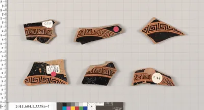 Terracotta fragments of kylikes (drinking cups)