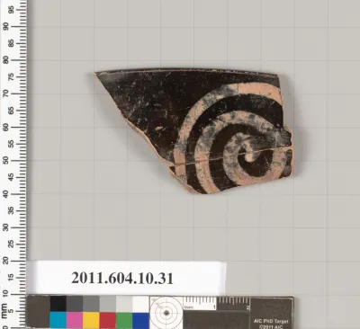 Terracotta rim fragment of a kylix (drinking cup)