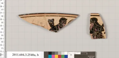 Terracotta rim fragments of a kylix (drinking cup)
