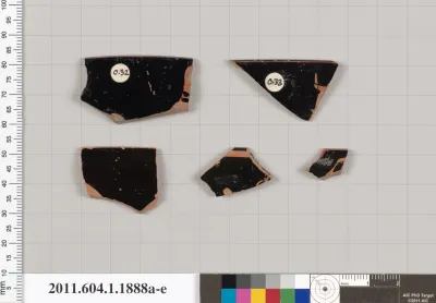 Terracotta rim fragments of kylikes (drinking cups)