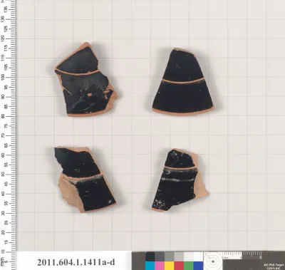 Terracotta fragments of kylikes (drinking cups)