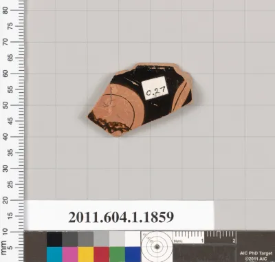 Terracotta rim fragment of a kylix (drinking cup)