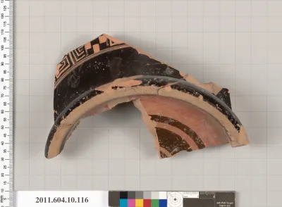 Terracotta rim fragment of a skyphos (deep drinking cup)