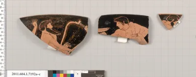 Terracotta rim fragments of a kylix (drinking cup)