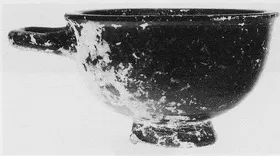 CUP, ONE-HANDLED (ITALIOTE, BLACK GLAZE)