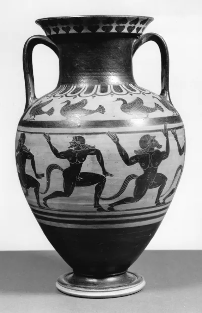 Amphora with Running Satyrs