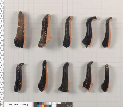 Terracotta fragments of kylikes (drinking cups)