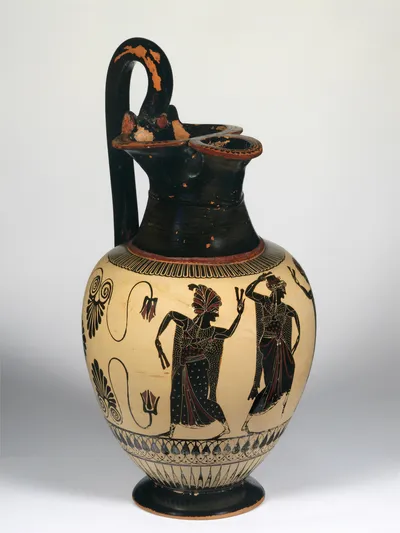 Attisch schwarzfigurige Klettblattkanne (Kevorkian Oinochoe) (Attische Weinkanne (sog. Kevorkian-Oinochoe))