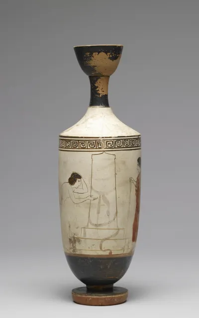 Lekythos with a Visit to a Grave