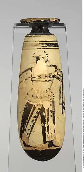 Alabastron (Attisch weißgrundiges Alabastron mit Umrißzeichnung)