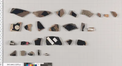 Terracotta fragments of kylikes (drinking cups)