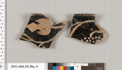 Terracotta rim fragments of a kylix (drinking cup)